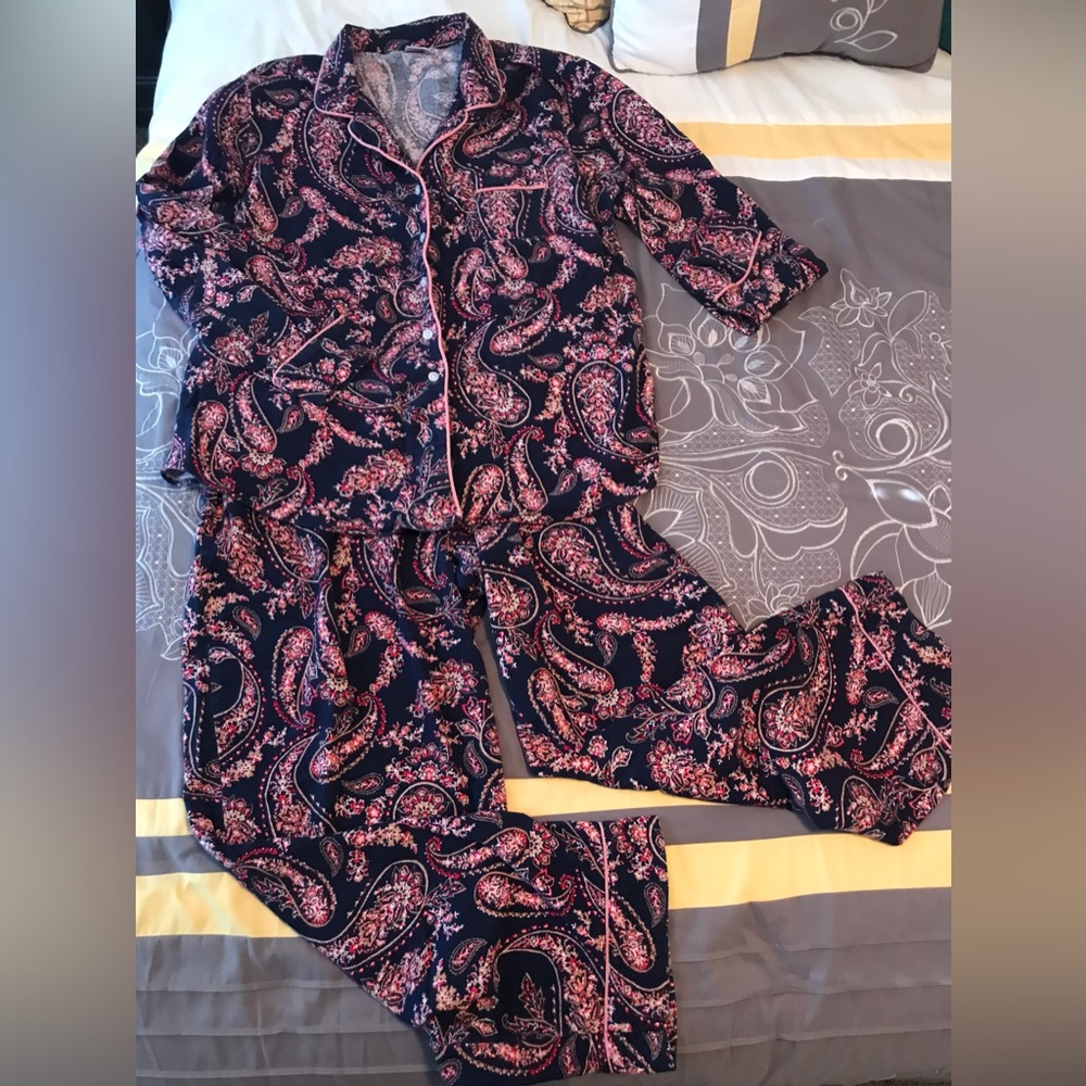 Liz Claiborne 100% Cotton Flannel Paisley Pajamas